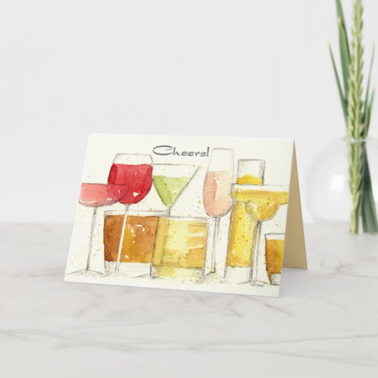 Happy New Year Cheers Cocktail Glasses Spatter カード (正面)