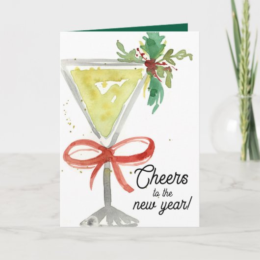 Happy New Year Cheers Martini Cocktail Glass カード (正面)