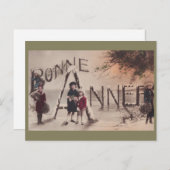 Happy New Year Childrenヴィンテージファンタジーはがき シーズンポストカード (正面/裏面)