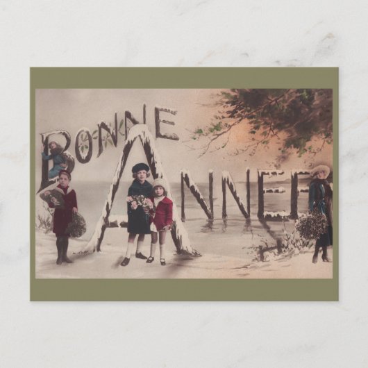 Happy New Year Childrenヴィンテージファンタジーはがき シーズンポストカード (正面)