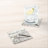 Happy New Year Clock at Midnight ペーパーコースター (インサイチュ)