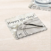 Happy New Year Clock at Midnight ペーパーコースター (アングル)