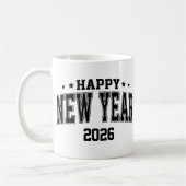 Happy New Year College Letter Style コーヒーマグカップ (左)