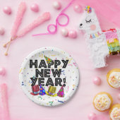 Happy New Year Confetti New Years ペーパープレート (パーティー)