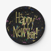 Happy New Year Confetti New Years ペーパープレート (正面)