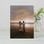 Happy New Year Confetti Photo 箔シーズンカード (立ち正面)