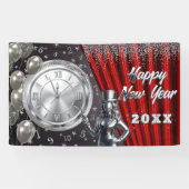 Happy New Year Countdown Silver and Red 横断幕 (横)