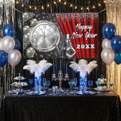 Happy New Year Countdown Silver and Red 横断幕