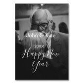 Happy new year couple photo name year black white  テーブルナンバー (裏面)