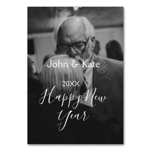 Happy new year couple photo name year black white  テーブルナンバー (正面)