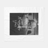 Happy new year couple photo name year black white  フリースブランケット (正面(横))