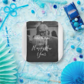 Happy new year couple photo name year black white  ペーパープレート (パーティー)