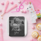 Happy new year couple photo name year black white  ペーパープレート (パーティー)