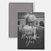 Happy new year couple photo name year black white  マグネット (正面/裏面)