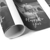 Happy new year couple photo name year black white  ラッピングペーパー (ロールコーナー)