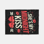 Happy New Year Couples She's My Midnight Kiss Vale フリースブランケット (正面(横))