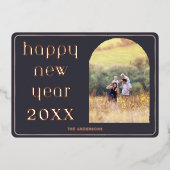 Happy New Year Custom Photo Arch Personalized 箔シーズンカード (正面)