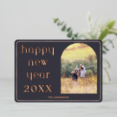 Happy New Year Custom Photo Arch Personalized 箔シーズンカード (立ち正面)