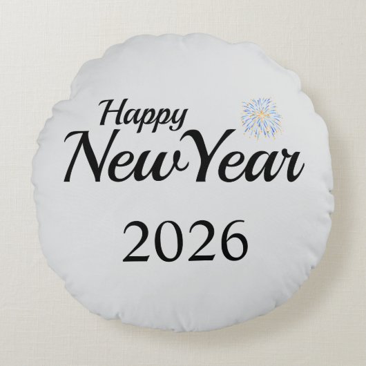 Happy New Year Custom Present ラウンドクッション (正面)