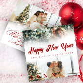Happy New Year Custom Script 3 Collage Multi Photo シーズンカード