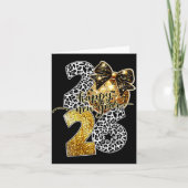 Happy New Year Cute Gold Disco Ball Bow New Year's カード (正面)