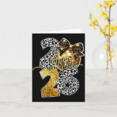 Happy New Year Cute Gold Disco Ball Bow New Year's カード (黄色い花)