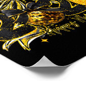 Happy New Year Cute Gold Disco Ball Bow New Year's ポスター (角)