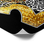 Happy New Year Cute Gold Disco Ball Bow New Year's ポスター (角)