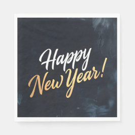 Happy New Year Deep Blue Strokes スタンダードランチョンナプキン