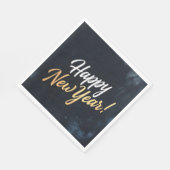 Happy New Year Deep Blue Strokes スタンダードランチョンナプキン (角)