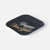 Happy New Year Deep Blue Strokes ペーパープレート (傾斜あり)