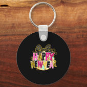 Happy New Year Disco Ball Coquette Bow New Years E キーホルダー (正面)