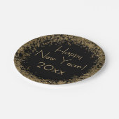 Happy New Year Elegant Gold and Black ペーパープレート (アングル)