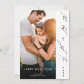 Happy New Year Elegant Handwritten Script Photo シーズンカード (正面)