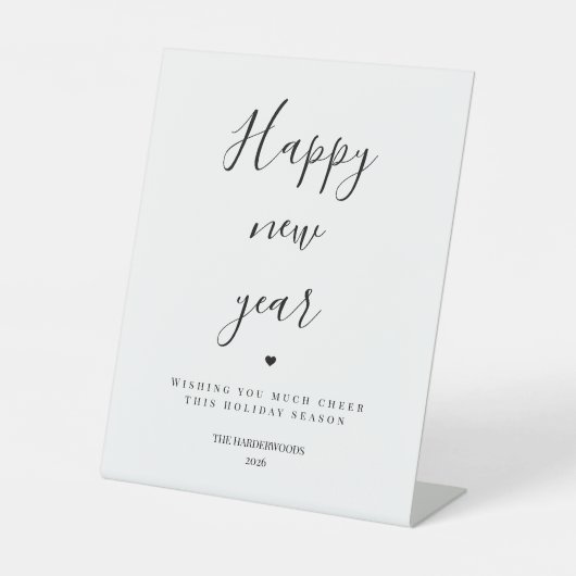 Happy New Year Elegant Welcome Minimalist  Sign 台座サイン (正面)