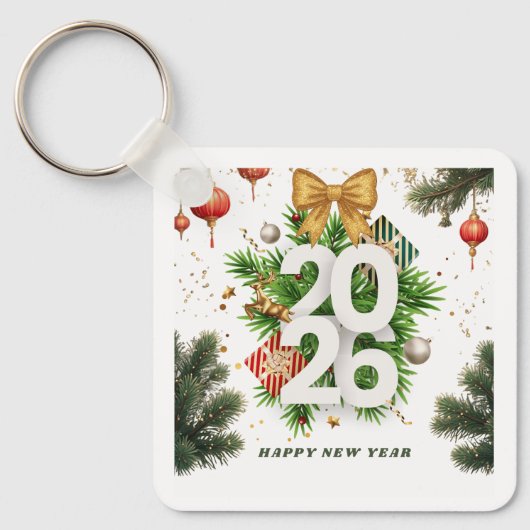 Happy New Year – Festive Christmas Toys, Ornaments キーホルダー (正面)