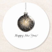 Happy New Year Fireworks Ball ラウンドペーパーコースター (正面)