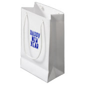 Happy New Year Gift Bag Blue lettering スモールペーパーバッグ (正面アングル)