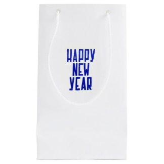Happy New Year Gift Bag Blue lettering スモールペーパーバッグ