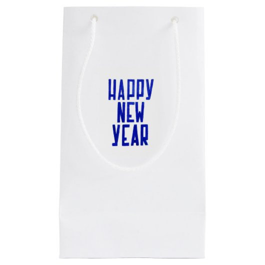 Happy New Year Gift Bag Blue lettering スモールペーパーバッグ (正面)