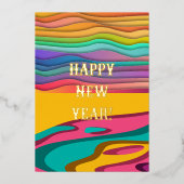 Happy New Year Girlfriend Abstract Art Cute Photo 箔シーズンカード (正面)