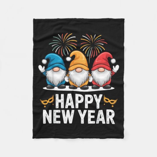 Happy New Year Gnomes For Party Lovers And Festive フリースブランケット (正面)