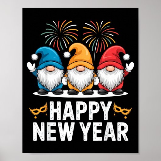 Happy New Year Gnomes For Party Lovers And Festive ポスター (正面)