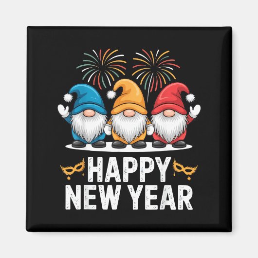 Happy New Year Gnomes For Party Lovers And Festive マグネット (正面)