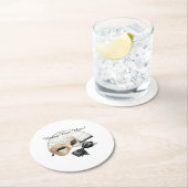 Happy New Year Gold Black Mask ラウンドペーパーコースター (インサイチュ)