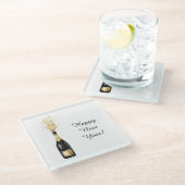 Happy New Year Gold Bottle ガラスコースター (アングル)