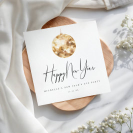 Happy New Year Gold Disco Ball  スタンダードカクテルナプキン