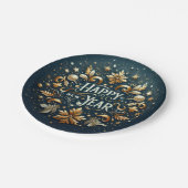Happy New Year Gold Flourish Festive  ペーパープレート (アングル)