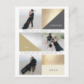 Happy New Year Gold Foil Blocks スタイリッシュ 3枚 シーズンポストカード (正面)