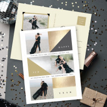 Happy New Year Gold Foil Blocks スタイリッシュ 3枚